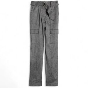 WHBM Utility Pants Sz 10 Tapered Ankle Gray Linen Blend Work Wear High Rise